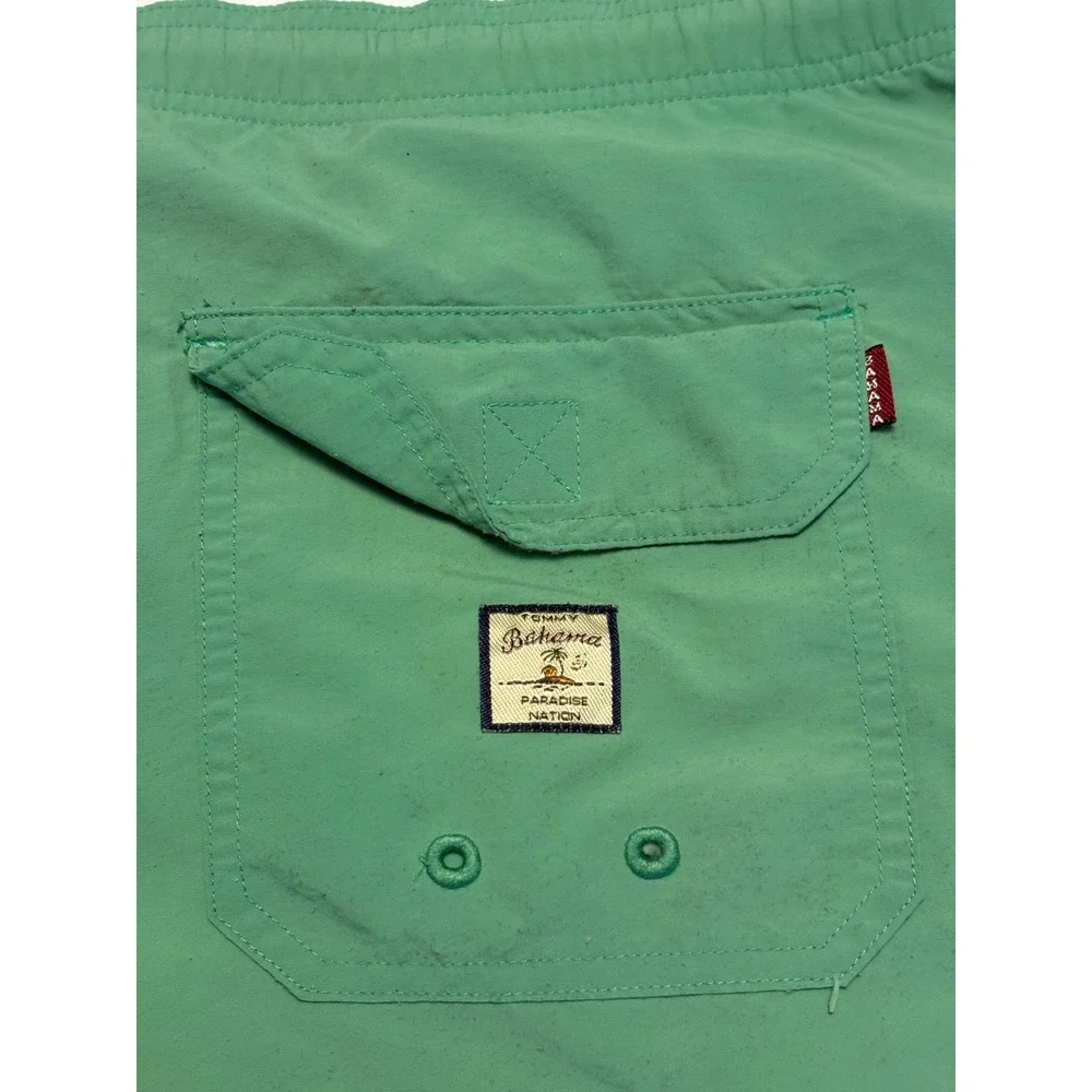 Tommy Bahama Swim Trunks Mens XL Green Marlin Logo Mesh Lined Nylon Shorts